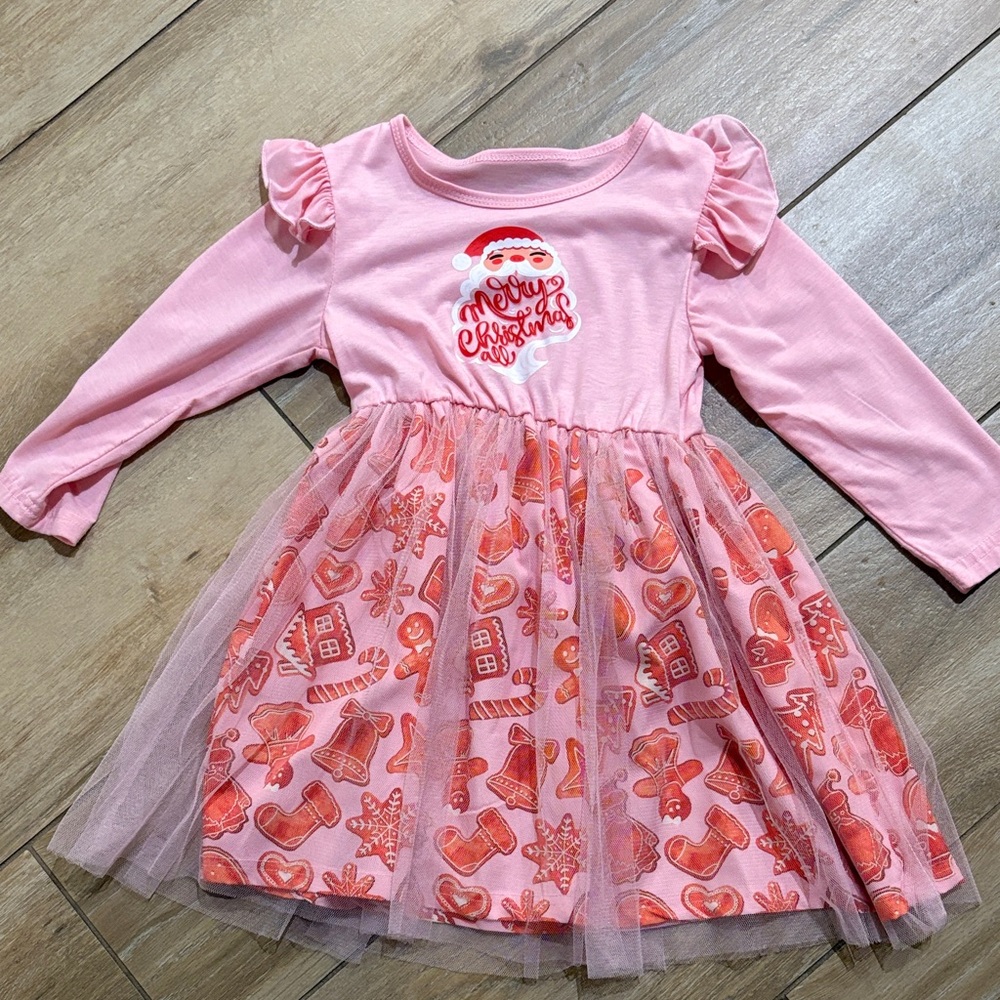Pink Christmas Dress with Tulle Skirt